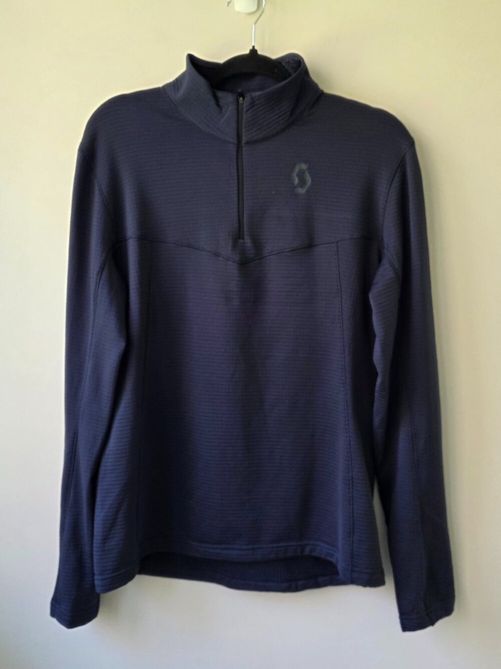 Scott Sports 1/4 Zip Pullover | Large | Athletic Fit Navy Blue Ribbed Mock Neck